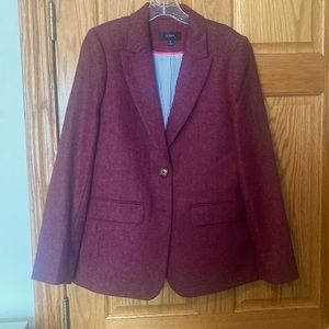 J CREW WOOL BLAZER, size 6, never worn, burgundy